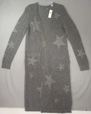 Cárdigan Anthropologie tejido y anudado para mujer pequeño gris estrella suéter largo nuevo con etiquetas Foto 1 de 4