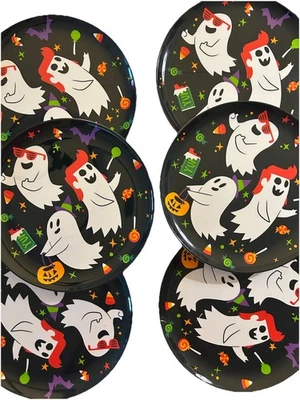 Набор из 6 обеденных тарелок для Хэллоуина - Hyde And Eek Boutique Ghost меламин - Изображение 1 из 4