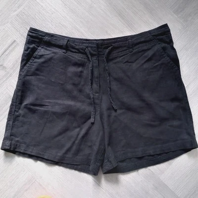 Ladies Black Linen Mix Shorts (sz 12) - Image 1 of 4