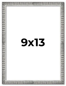 9x13 Frame Silver Grey Distressed Solid Wood Picture Frame | 0.75 Inch Moulding - Picture 1 of 9