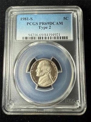 1981 S JEFFERSON NICKEL 5C PF69 ULTRA CAMEO PCGS TYPE 2 PR69 DCAM UCAM SKU 3730 - Image 1 of 2