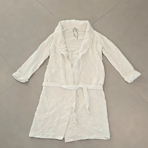 Acogedora bata de lujo blanca Frette con cinturón envolvente talla L - Imagen 1 de 4