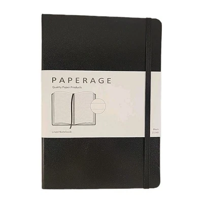 PAPERAGE Lined Journal Notebook, (Black), 160 Pages, Medium 5.6"X8" VERY GOOD - Image 1 of 4