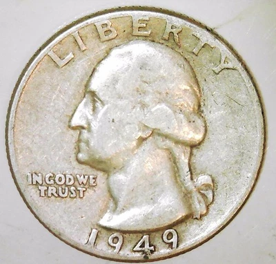 1949 D Washington Quarter - Good - 90% Silver - Circulated -  (  G81) - Image 1 of 2