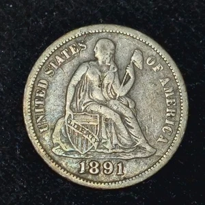 1891-O Seated Liberty Silver Dime Early Date ~ VF++ - Picture 1 of 2
