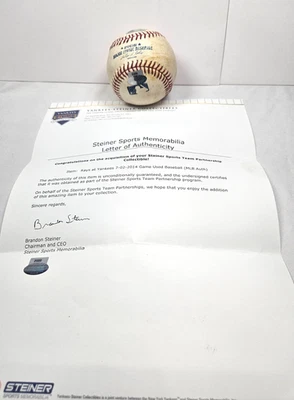 2014 New York Yankees Game Used Baseball with Steiner COA Jeter's Last Season - Image 1 of 4
