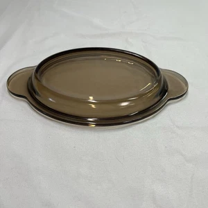 Vintage Pyrex P 14 C Lid Corning Amber Brown Replacement Oval Small Casserole - Picture 1 of 5
