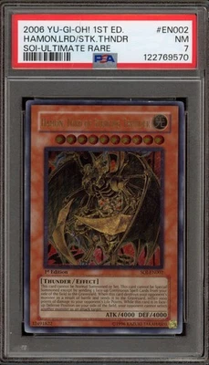 Yu-Gi-Oh! Hamon Lord of Striking Thunder 1st Ed Ultimate Rare SOI-EN002 PSA 7 - Image 1 of 2