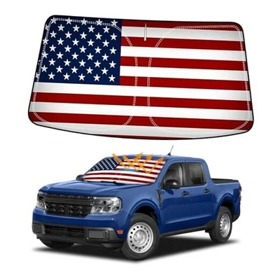  美国国旗挡风玻璃遮阳适用于 2020 2021 2022 2020 - 2025 Fo-rd Maverick 红色 — 第 1/4 张图片