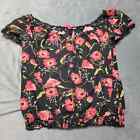 Pure Energy Blouse Women 2 Shirt Black Red Floral All Over Comfort Stretch Smock