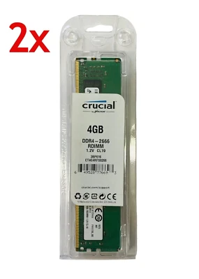 Crucial CT4G4RFS8266 (2-Pack) 4GB DDR4 2666 RDIMM 1.2V Server Memory - Image 1 of 4