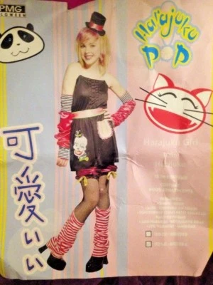 Harajuku поп девочка костюм клоун размер 12-14 подростков свет вверх перо шляпа б/у - Изображение 1 из 4