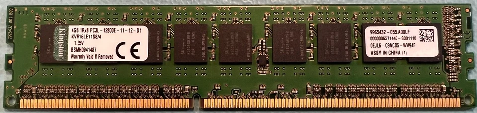 Kingston KVR16LE11S8/4 4GB DDR3-1600Mhz PC3-12800 UDIMM Memory Module - Image 1 of 1