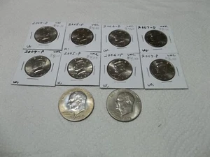 P&D Kennedy 2004-2007 1/2 $, sin circular y 2 Eisenhower $ circ. ¡ENVÍO GRATUITO! - Imagen 1 de 3