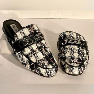 Steve Madden Woven Plaid Silver Chain Mule Women’s Slip on Size 7 - Picture 1 of 12