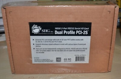 SIIG Dual Profile CyberSerial 2-Port RS-232 PCI Serial Adapter JJ-P20211 NEW - Image 1 of 4