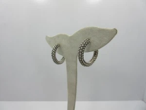 Sterling Silver women woven Hoop Huggie earring 925 BA - Picture 1 of 5