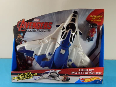 Marvel Avengers Age of Ultron Hot Wheels Quinjet Moto Launcher con Iron Man Moto Foto 1 de 4
