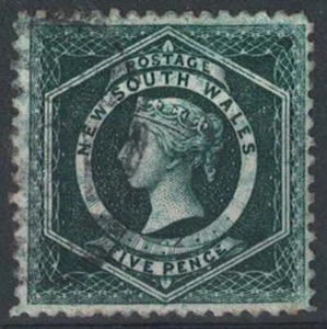 New South Wales 1884 5d blue-green perf 11.25 x 11.75 Wmk NSW . (RW191) 431 - Picture 1 of 3