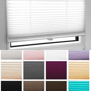 PLISSEE FALTROLLO INKL. KLEMMTRÄGER WEISS GRAU BEIGE SCHWARZ LILA  JALOUSIE SAND - Bild 1 von 10