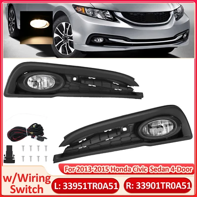 Luces antiniebla transparentes para parachoques Honda Civic 2013 2014 2015 sedán con par de cables Foto 1 de 4