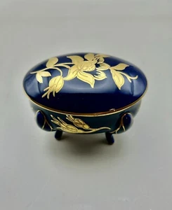 Vintage, Kobaltblau & Gold, verdeckte Schmuckschatulle, JLMENAU Graf von Henneberg, 4 Zoll - Bild 1 von 9