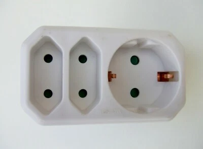 NEU MEHRFACHSTECKDOSE KOMBI-ADAPTER 2x EURO +1x SCHUKO  AUSSEN mit KINDERSCHUTZ - Bild 1 von 4