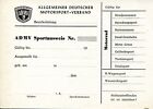 uralte AK, ADMV Sportausweis für Motorrad, nicht ausgefüllt, 1965 DDR