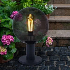 Sockellampe Außenleuchte Stehlampe anthrazit Glas Kugel rauch Terrassenlampe - Bild 1 von 9