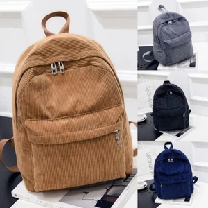 Trendy Corduroy Backpack for Teens Vintage School Bag Unisex College Backpack - Picture 1 of 14