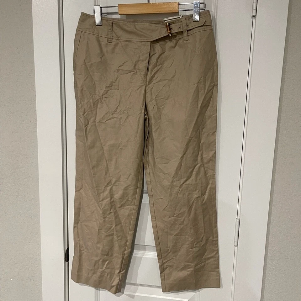 Nuevo con etiquetas Ann Taylor $88 Bambú Hebilla Margo Pantalón Elástico US 10 Foto 1 de 4