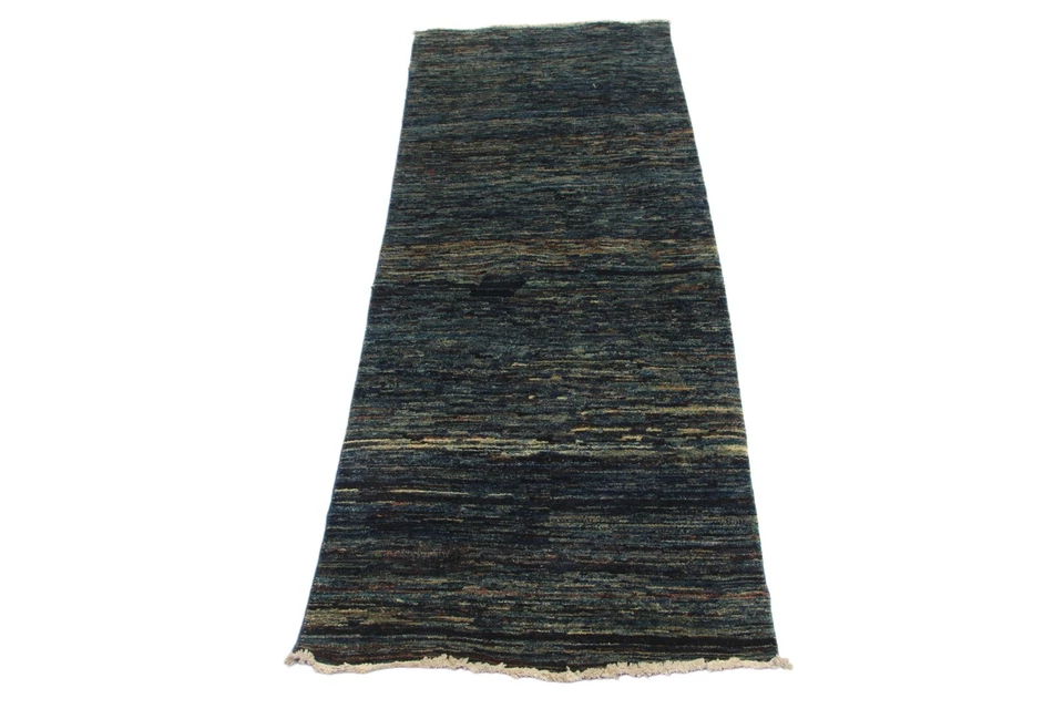 6 Ft Blue Striped Gabbeh Runner Rug Afghan Hand Knotted Hallway Runner Rug - Image 1 of 4