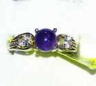 Sterling Silver 0.9 ctw Amethyst & 0.2 ctw White Topaz Solitaire Ring  (it0096)