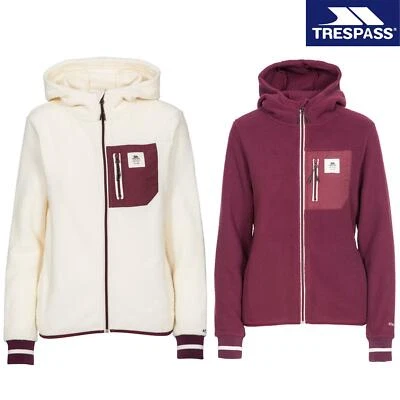 Trespass Womens Rebola Full Zip Hooded Fleece Jacket Hoodie Zip Pocket Fig Ghost - Image 1 of 2