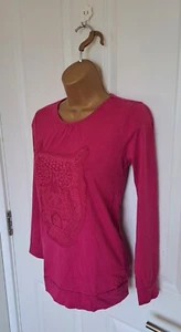 F&F RASPBERRY PINK/PURPLE OWL MOTIF LONG SLEEVE T-SHIRT TOP SIZE/AGE 13-14 YEARS - Picture 1 of 12