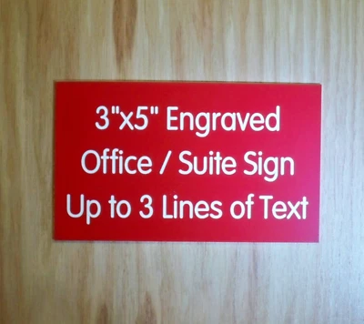 Letrero rojo grabado personalizado de 3x5 pulgadas | Añade tu redacción | con respaldo adhesivo Foto 1 de 2