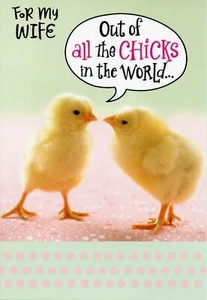 Funny ROMANTIC EASTER Card FOR WIFE, All The Chicks In The World by Hallmark +✉ - Picture 1 of 5