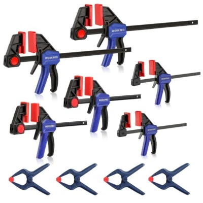 WORKPRO 6" (2) Mini (2) Light Duty 12" (2) Wood Clamp 1"(4) Spring Clamp F Clamp - Image 1 of 4