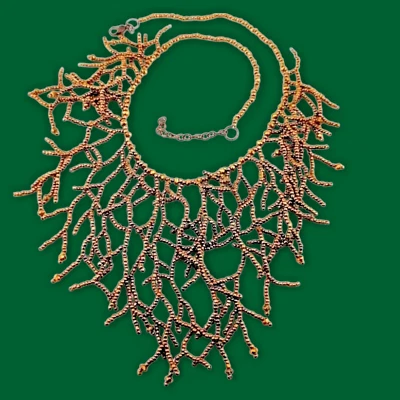 COLLAR GARGANTILLA SARGAZO MALEZAS BRONCE CUENTAS ramas bruja marina sirena núcleo B6 Foto 1 de 4