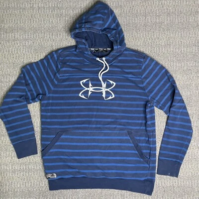Sudadera para mujer Under Armour azul a rayas PEZ XL sudadera con capucha calce suelto debajo de la armadura Foto 1 de 4
