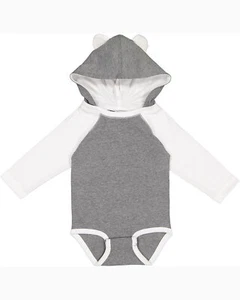 Pack Of 3 Rabbit Skins 4418 Infant Long Sleeve Fine Jersey Bodysuit With Ears - Picture 1 of 4