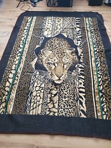 Grande couverture léopard sautante vintage San Marcos impression animal