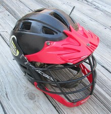 Used Cascade Lacrosse Helmet ~ Black & Red ~ Adjustable Size S/M ~ Lax