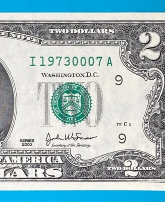 1973 July : I 19730007 A YEAR / MONTH $2 Two Bill *UNC* - Image 1 of 3