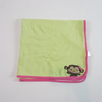 child of mine carter's blanket monkey green polka dot pink - Image 1 of 4