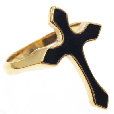 Anel cruzado vintage cruz grande cruz cavaleiro aço inoxidável motociclista hip hop - Imagem 1 de 4