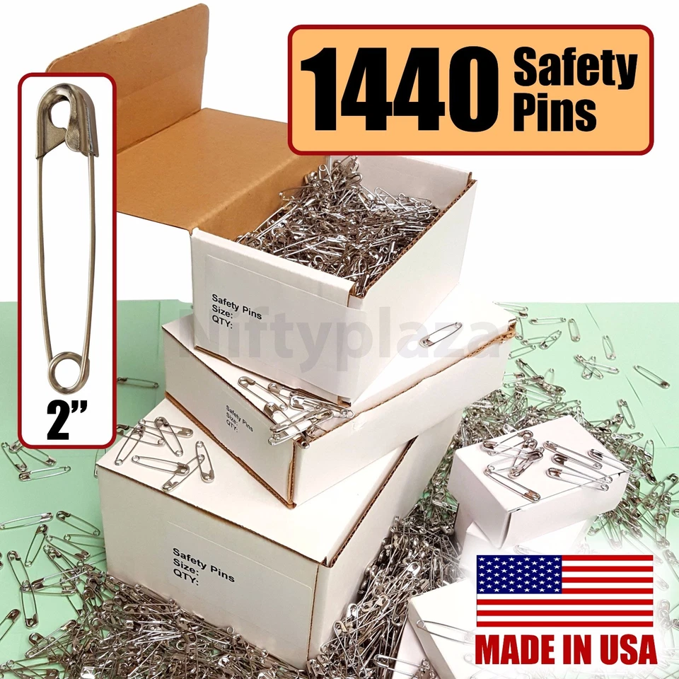 NiftyPlaza 1440 Extra Large Safety Pins 10 Gross Box Brand New Size 2" Crafting - Image 1 of 4