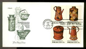 1778a BLOCK of 4 FOLK ART FDC LANCASTER, PA  ARTMASTER CACHET - Picture 1 of 1