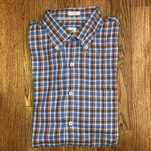 Mens L Peter Millar LS Check Blue Red White Shirt  NWOT - Picture 1 of 6