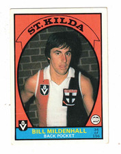 1978 Scanlens Football Card - Bill Mildenhall, St. Kilda. Very Good Condition